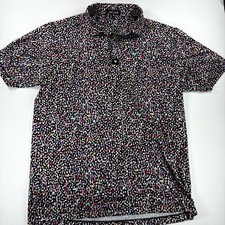 Bad Birdie Splatter Print Golf Polo Black Multicolor Men  s Large 868
