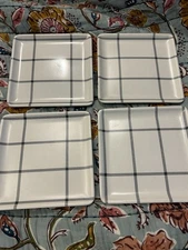 Hearth & Hand Magnolia 4pk Grid Pattern Melamine Appetizer Plate Set Gray