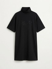   Schwarzes Oversize T-Shirt-Kleid / Turtlene...