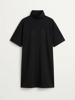   Schwarzes Oversize T-Shirt-Kleid / Turtleneck Kleid stylisch  Gr. XL XXL