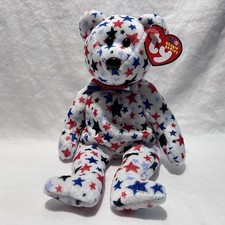 TY Beanie Baby RED, WHITE & BLUE the Bear Vintage Ty Beanie Stuffed Animal Toy