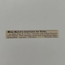 Miss Baird's Institute For Girls Norwalk CT 1894 Clipping SAI7-S33