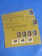 2  UN  First Day Issue Souvenir Cards-WORLD POPULATION 1974  MINT