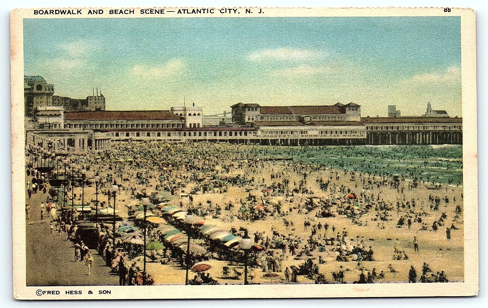 Atlantic City Boardwalk Beach Gulf Info-Logs postcard