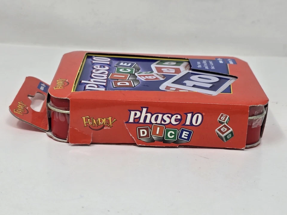 Phase 10 Dice Game in Red Tin Box by Fundex, 2004 - New (Box Wear) - Image 4 of 4