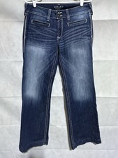 ARIAT Women's Trouser Mid Rise Stretch Embroidered Wide Leg Jean Marine Size 30R