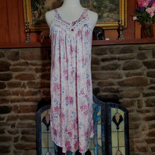 Vintage Lorraine Nylon Nightgown Small S Pink Floral Antron III Lace Made in USA