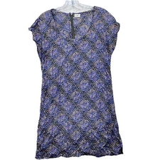 Josephine Women's size Small 100% Silk Mini Dress Tunic Top Printed Geometric
