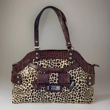 Vintage Y2K 90s Glam Guess Leopard Cheetah Animal Print Large Shoulder Bag