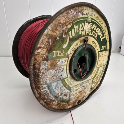 Vintage Surprenant Mfg. Wire Partial Spool 3000 Ft Red MIL-W-16878 USA