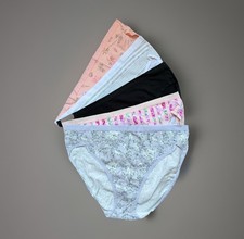 Lot 5 Victoria's Secret sz L High-Leg Brief Cotton Logo Panty Bundle Pack