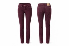 True Religion Halle Stretch Cord Ivy League Corduroy Maroon Womens 25 
