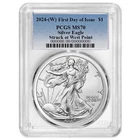 2024 (W) $1 American Silver Eagle PCGS MS70 FDOI Blue Label