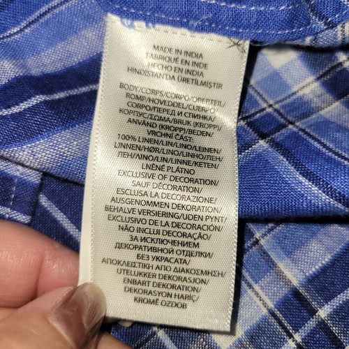 Ralph Lauren Shirt Mens Large 100% Linen Blue White Plaid LS Button-Down - Picture 21 of 24