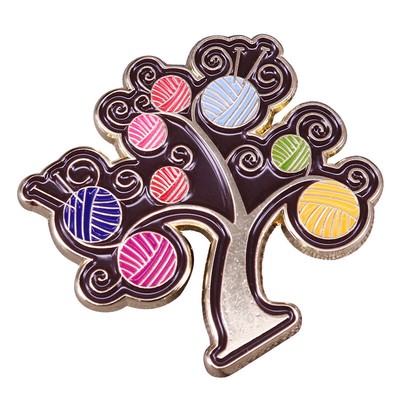 Originality Colored Knitted Wool Ball Tree Backpack Bag Badge Brooch Pin