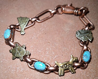 Native American Braclet paper Clip Link Style Copper & Brass First Nations Tribe