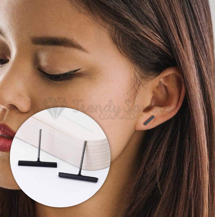 Black Straight Bar Helix Lobe Ear Piercing Studs Stud Earrings Stainless  Steel