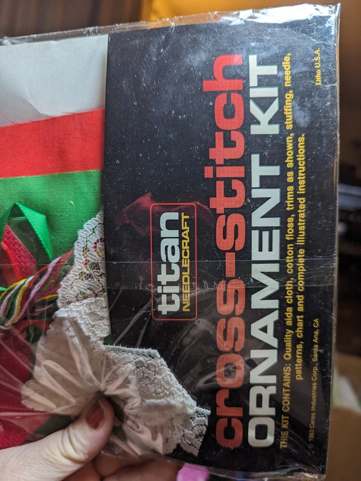 Vtg Set 3 Titan Needlecraft Cross Stitch Ornament Kit #243 Makes 4" High - 1983 - Image 4 of 4