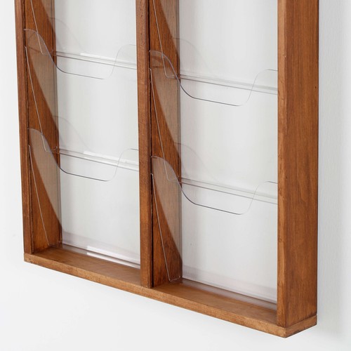 Brochure Display Stand Wall Mounting Double Sided Wooden Magazine Rack Holder - Imagen 20 de 75