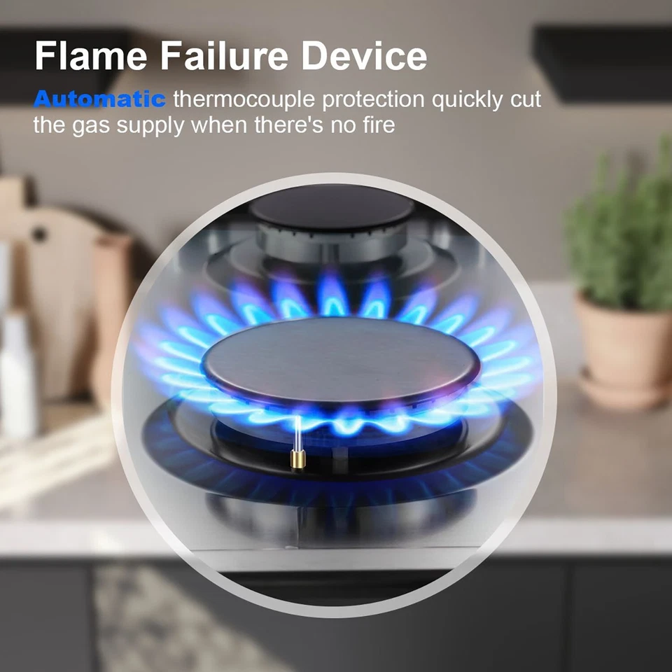 SNDOAS 30cm Gas Hob 2-Burners Built in Gas Cooktop Cast Iron Support NG/LPG - Image 3 of 4