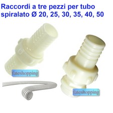 Portagomma Tubo Spiralato manicotto giunto 3 pezzi 20 25 30 35 40 50 filettato