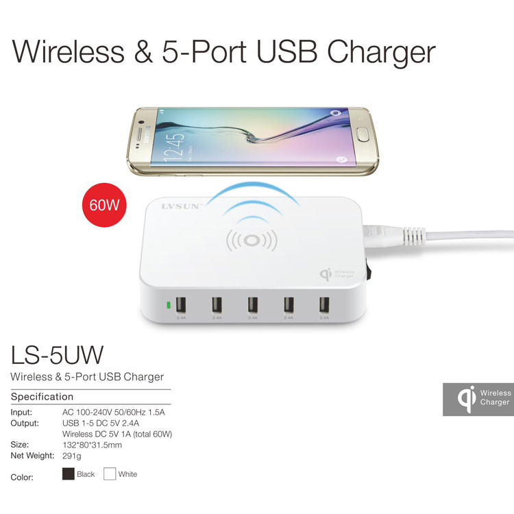Station de recharge USB 60W Qi idéale pour organiser le bureau de télétravail familial