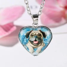Heart Pug Dog Pendant Necklace Women's & Men's Jewelry Accessories