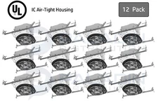 6" Inch New Construction Recessed Can Light Housing - IC AT E26 (12 Pack)