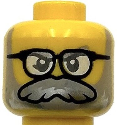 Lego New Silver Beard and Moustache with Glasses  Face 