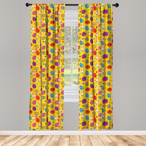 Easter Microfiber Curtains 2 Panel Set for Living Room Bedroom in 3 Sizes - Picture 2 of 2