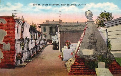 Postcard LA New Orleans Old St Louis Cemetery Posted 1938 Linen Vintage PC L2406