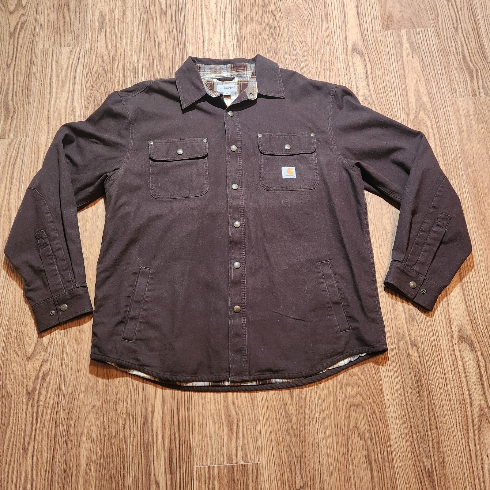 Carhartt Canvas Flannel Lined Brown Jacket Coat RN14806 Men's Size L