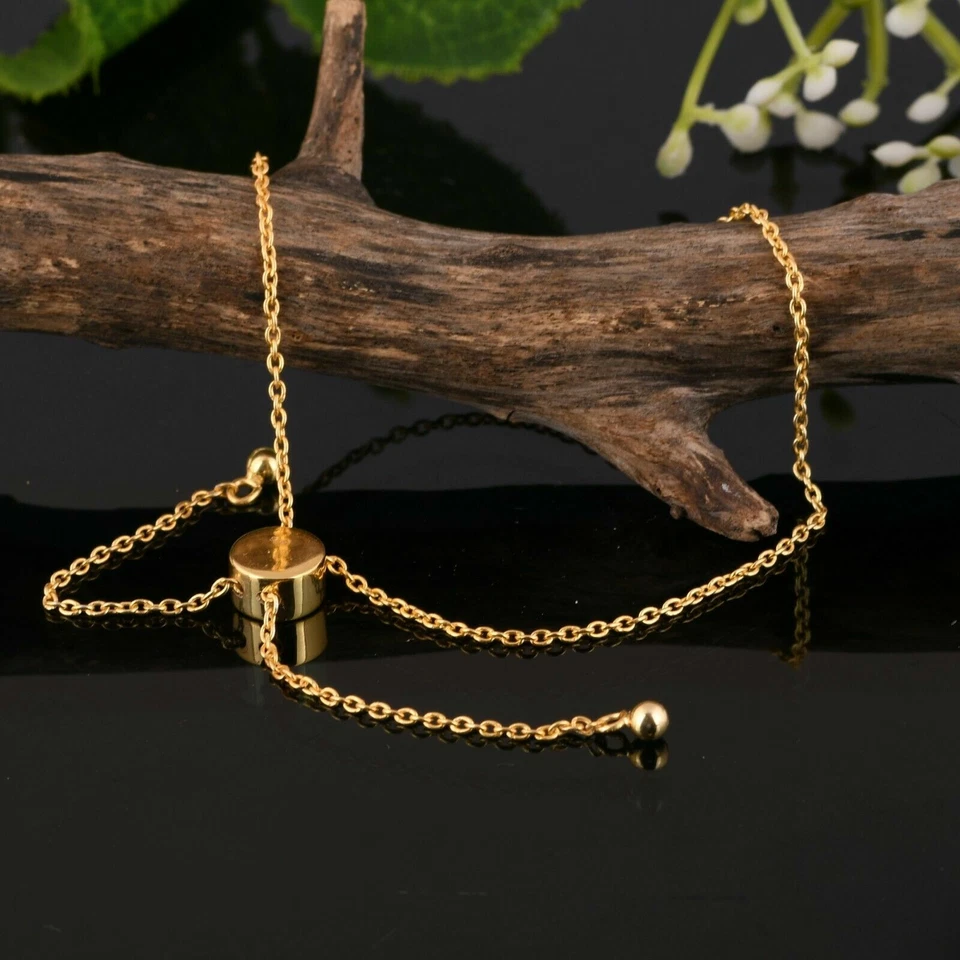 Brazalete de cadena chapado en oro de plata de ley 925 sin piedras preciosas brazalete liso Foto 3 de 4