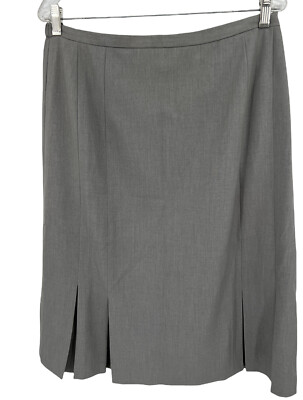 Napa Valley Petite Gray Box Pleat Midi Stretch Skirt Womens Size 16P New