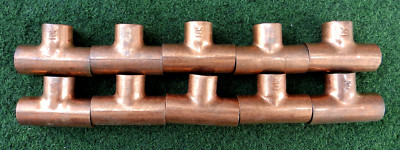 Lot Of 10 Copper Tees 1/2 x 1/2 x 1/2 Inch Pipe Fittings EPC