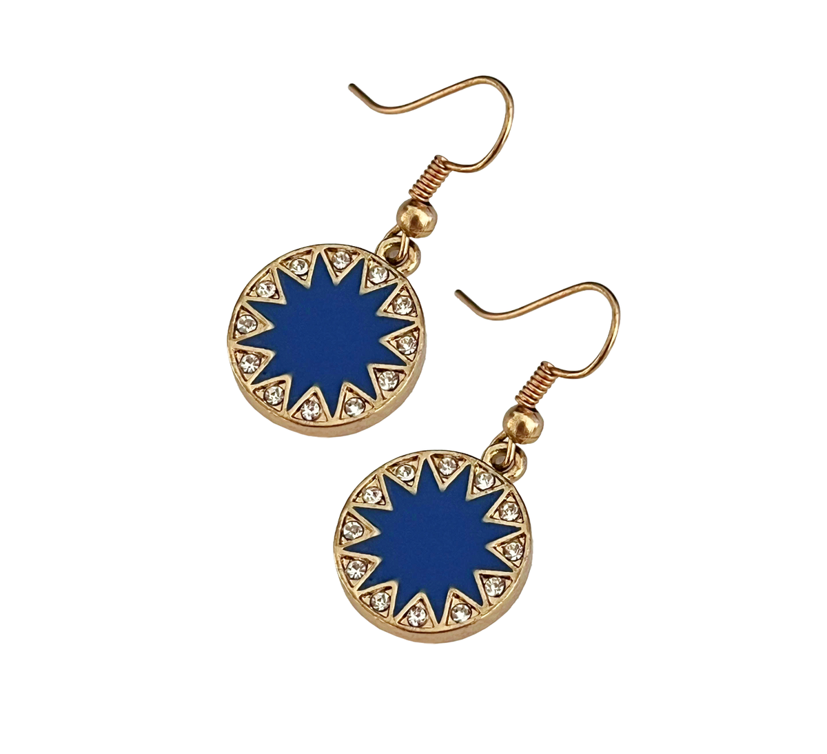 Crystal Sunburst Drop Earrings Anthropologie Gold Plated Royal