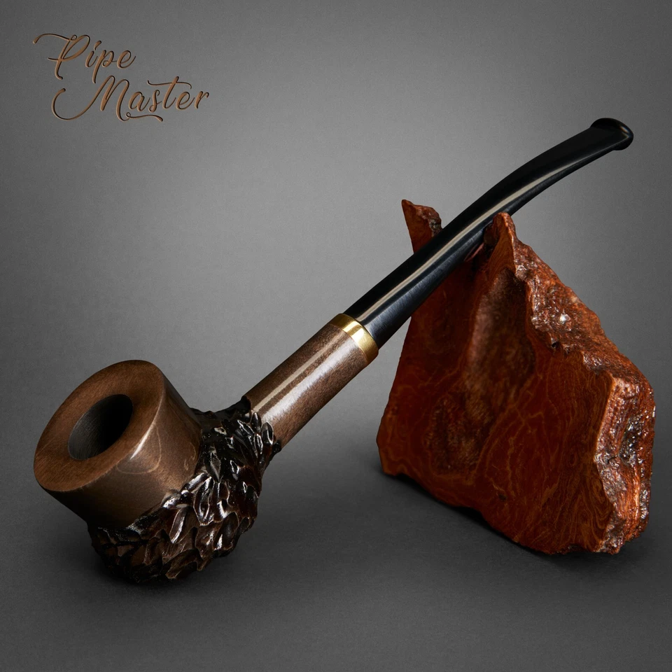 MR. Brog HAND CARVED WOODEN SMOKING PIPE FOR TOBACCO 45 Puella Black PEAR + BOX