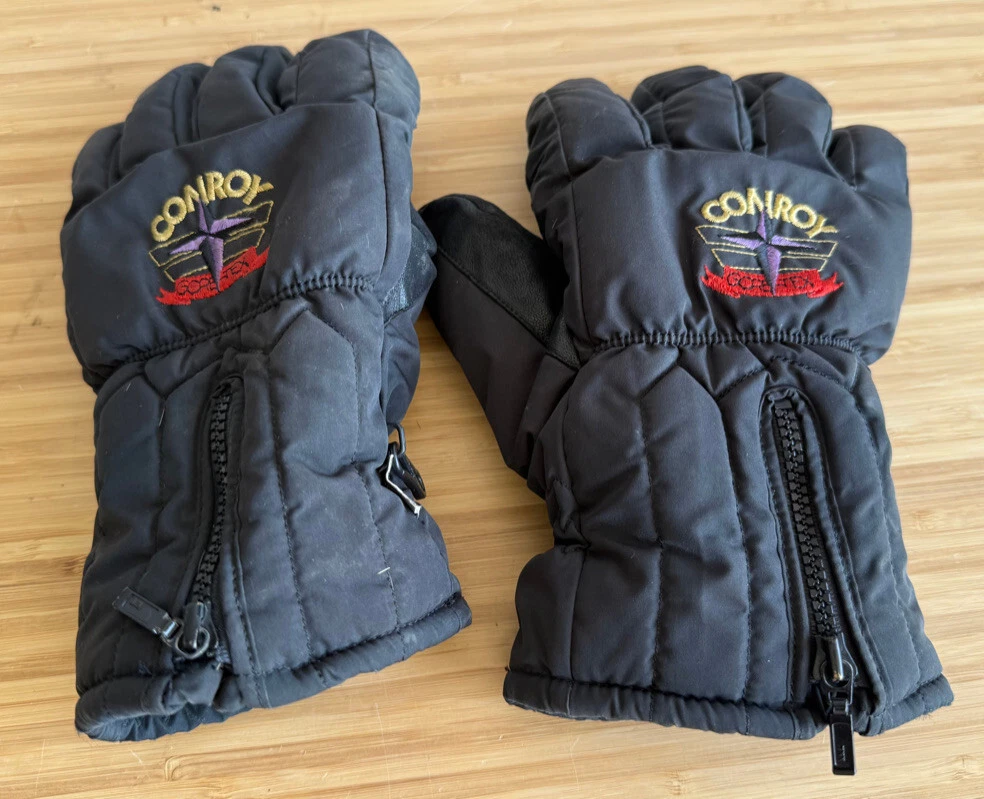 Conroy Black Genuine Leather Thermoloft Gore-Tex Ski Snow Gloves Size M