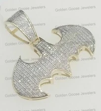 Real 10K Yellow Gold Genuine Diamond Batman DC Comics Super Hero Pendant Charm