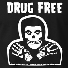 Misfits DRUG FREE T-Shirt Skull Horror Punk Rock Band Logo Concert USA Tour Tee