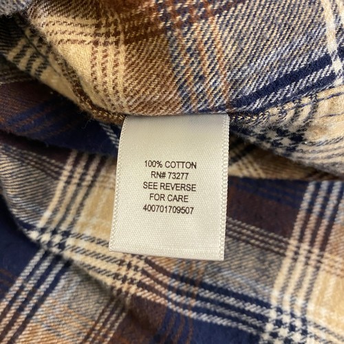 Sonoma Flannel Shirt Men's 2XB Brown Blue Plaid Long Sleeve Button Up Casual - Picture 5 of 12