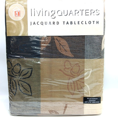 Living Quarters Scattered Leaves Jacquard Tablecloth 52'' x 70'' Black/Brown/Tan