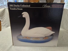 Vintage 1991 Jim Beam Tundra Swan Ducks Unlimited Decanter In Box