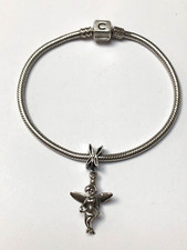 Authentic CHAMILIA Sterling Silver Tinkerbell Dangle Charm & 7.5" Bracelet