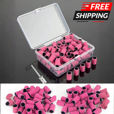 100Pcs Sanding Bands Nail Drill Bits 180 Grit Manicure Pedicure Acrylic File