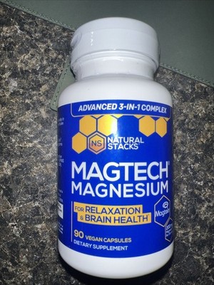 Natural Stacks - MagTech Magnesium Complex 90 Caps Magtein, Brain, Relaxation
