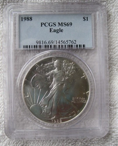 1988 American Silver Eagle 1 Oz  Fine Silver Coin PCGS MS69