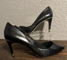 Ted Baker London 10 41 Black Patent Pumps Stiletto Heels Pointed Toe Gold Sole