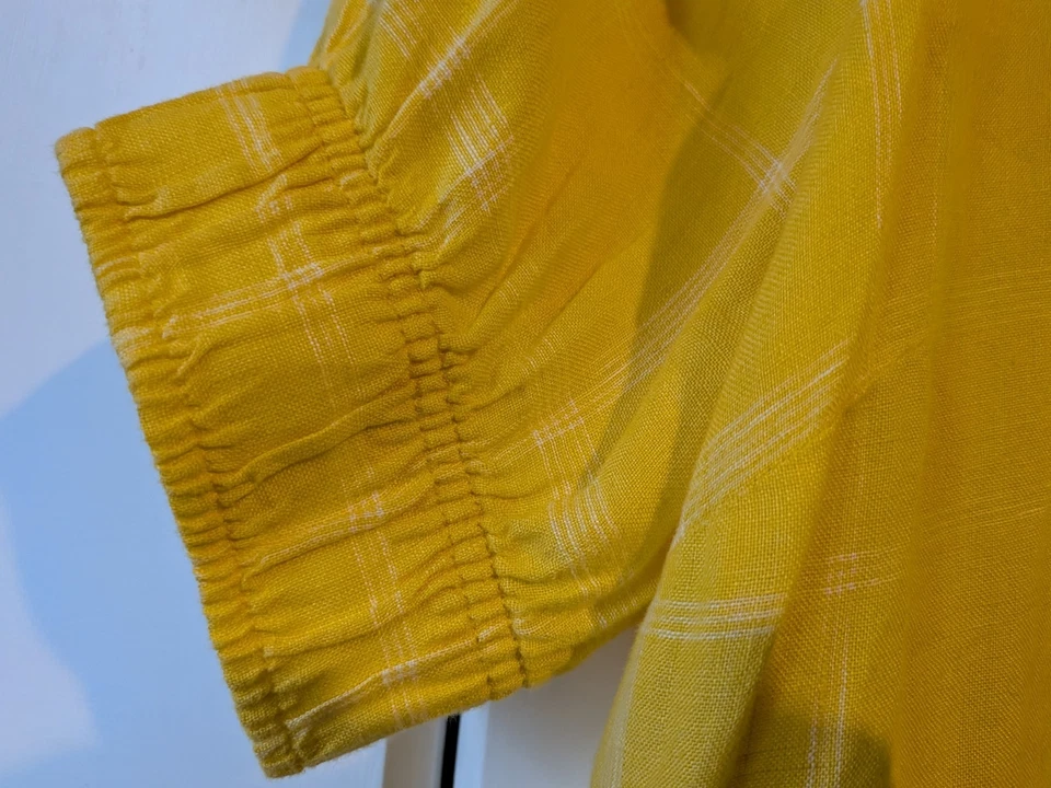 Yellow Mix Size 16 Button Up Linen Blouse From Marks And Spencer - Image 4 of 4