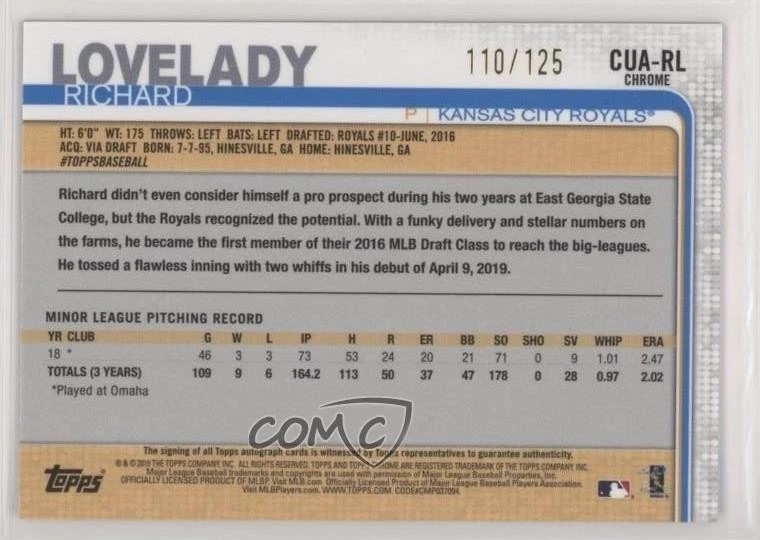 2019 Topps Chrome Update Target X-Fractor /125 Richard Lovelady Rookie Auto RC - Image 2 of 2